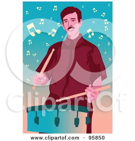 Royalty-Free (RF) Clipart Illustration of a Male Drummer - 2 by mayawizard101