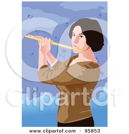 Royalty-Free (RF) Clipart Illustration of a Professional Female Flute Player - 1 by mayawizard101