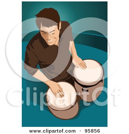 Royalty-Free (RF) Clipart Illustration of a Bongo Drum Player - 2 by mayawizard101