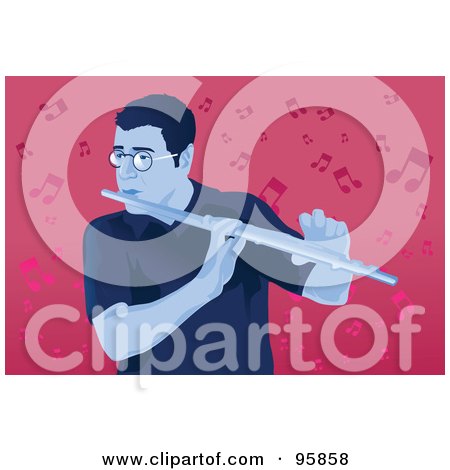 Royalty-Free (RF) Clipart Illustration of a Professional Male Flute Player - 2 by mayawizard101