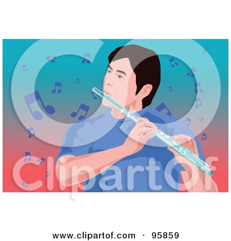 Royalty-Free (RF) Clipart Illustration of a Professional Male Flute Player - 3 by mayawizard101