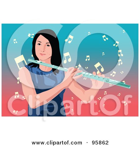Royalty-Free (RF) Clipart Illustration of a Professional Female Flute Player - 2 by mayawizard101