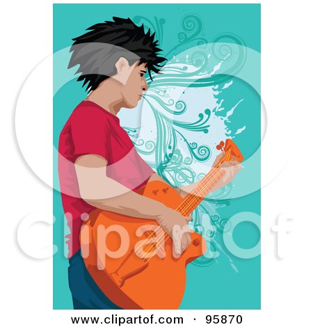 Royalty-Free (RF) Clipart Illustration of a Guitarist Guy - 8 by mayawizard101