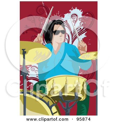 Royalty-Free (RF) Clipart Illustration of a Male Drummer - 1 by mayawizard101