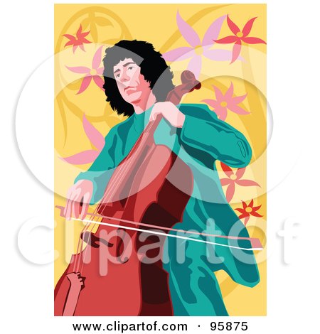 Royalty-Free (RF) Clipart Illustration of a Male Celloist by mayawizard101