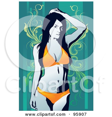Royalty-Free (RF) Clipart Illustration of a Bathing Suit Model - 7 by mayawizard101