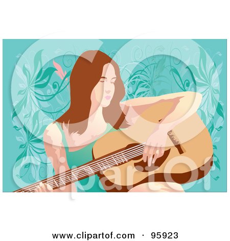 Royalty-Free (RF) Clipart Illustration of a Guitarist Woman - 3 by mayawizard101