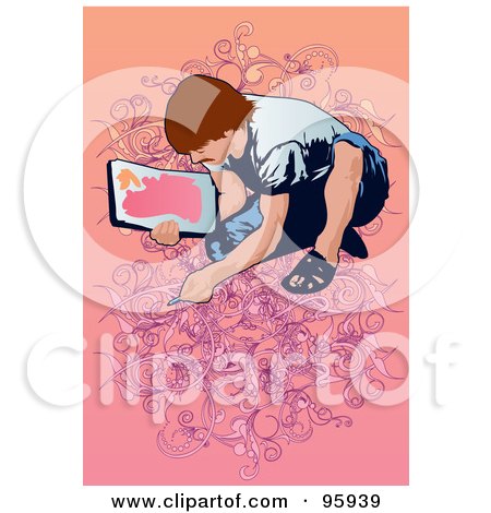 Royalty-Free (RF) Clipart Illustration of a Talented Artist Painting by mayawizard101