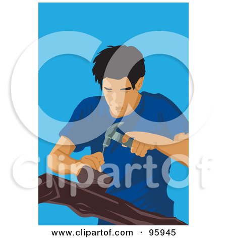 Royalty-Free (RF) Clipart Illustration of a Man of Carpentry by mayawizard101