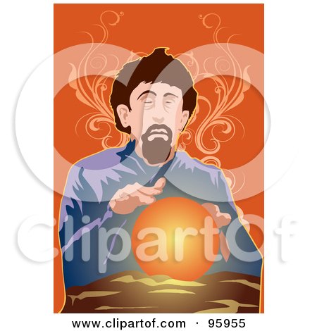 Royalty-Free (RF) Clipart Illustration of a Psychic Fortune Teller With A Crystal Ball - 3 by mayawizard101