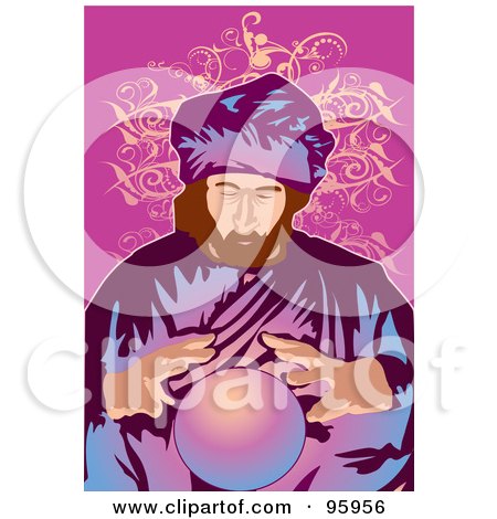 Royalty-Free (RF) Clipart Illustration of a Psychic Fortune Teller With A Crystal Ball - 4 by mayawizard101