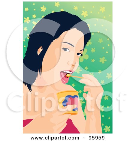 Royalty-Free (RF) Clipart Illustration of a Woman Eating Ice Cream - 2 by mayawizard101