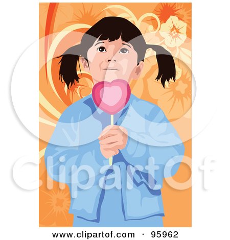 Royalty-Free (RF) Clipart Illustration of a Girl Eating A Loli Pop - 1 by mayawizard101