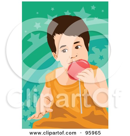 Royalty-Free (RF) Clipart Illustration of a Little Boy Enjoying A Loli Pop by mayawizard101