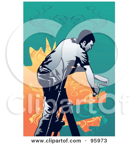 Royalty-Free (RF) Clipart Illustration of a House Painter - 6 by mayawizard101