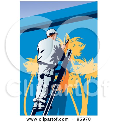 Royalty-Free (RF) Clipart Illustration of a Mural Painter - 1 by mayawizard101