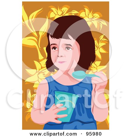 Royalty-Free (RF) Clipart Illustration of a Girl Eating by mayawizard101