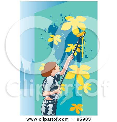 Royalty-Free (RF) Clipart Illustration of a Mural Painter - 3 by mayawizard101