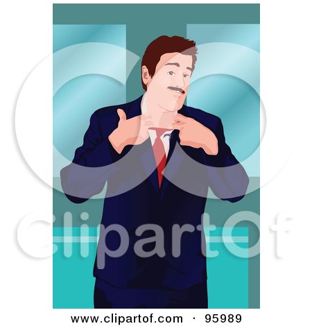 Royalty-Free (RF) Clipart Illustration of a Corporate Business Man Stretching Out His Tie by mayawizard101