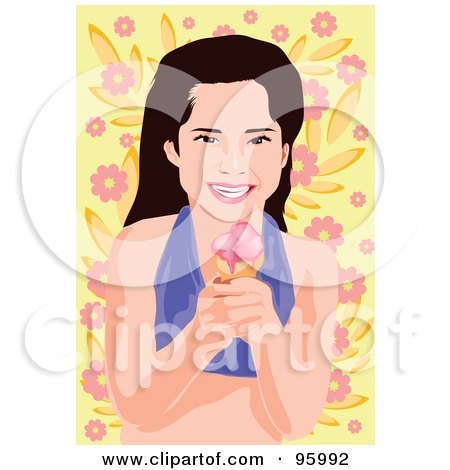 Royalty-Free (RF) Clipart Illustration of a Little Girl Enjoying An Ice Cream Cone - 5 by mayawizard101