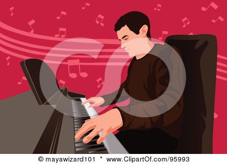 Royalty-Free (RF) Clipart Illustration of a Professional Pianist - 1 by mayawizard101
