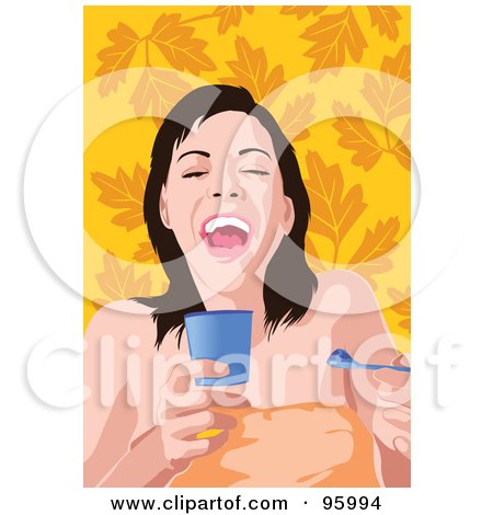 Royalty-Free (RF) Clipart Illustration of a Woman Eating Ice Cream - 1 by mayawizard101