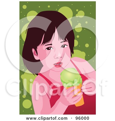 Royalty-Free (RF) Clipart Illustration of a Little Girl Enjoying An Ice Cream Cone - 6 by mayawizard101