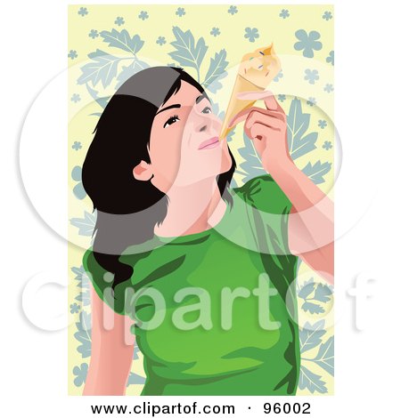 Royalty-Free (RF) Clipart Illustration of a Woman Enjoying An Ice Cream Cone - 3 by mayawizard101