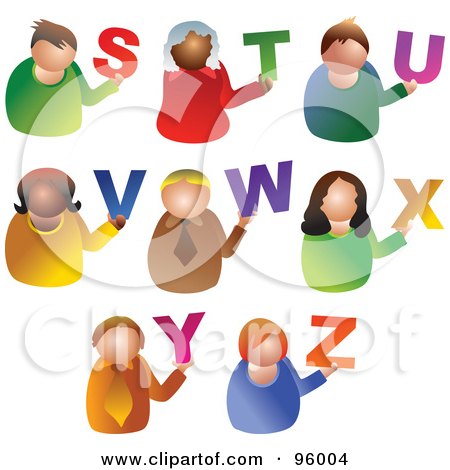 Royalty-Free (RF) Clipart Illustration of a Digital Collage Of Alphabet People From S Through Z by Prawny