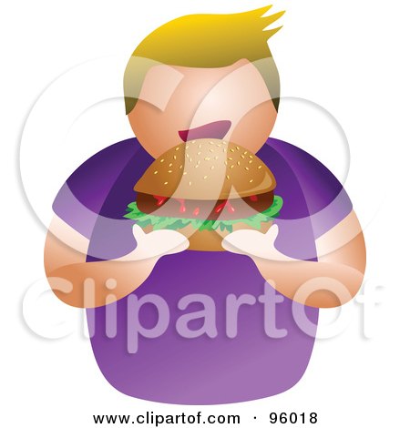 Royalty-Free (RF) Clipart Illustration of a Faceless Man Eating A Burger by Prawny