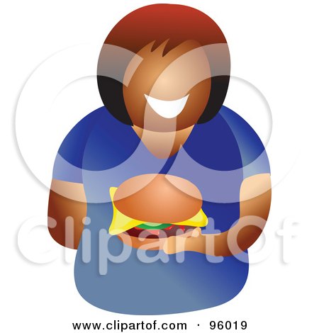 Royalty-Free (RF) Clipart Illustration of a Faceless Lady Holding A Cheeseburger by Prawny