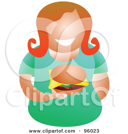 Royalty-Free (RF) Clipart Illustration of a Faceless Woman Holding A Cheeseburger by Prawny