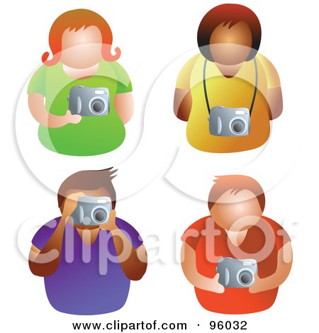 Royalty-Free (RF) Clipart Illustration of a Digital Collage Of Four Men And Women Holding Cameras by Prawny