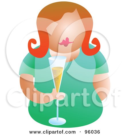 Royalty-Free (RF) Clipart Illustration of a Red Haired Woman Holding A Glass Of Champagne Bubbly by Prawny