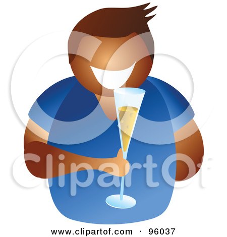 Royalty-Free (RF) Clipart Illustration of a Black Man Holding A Glass Of Champagne Bubbly by Prawny