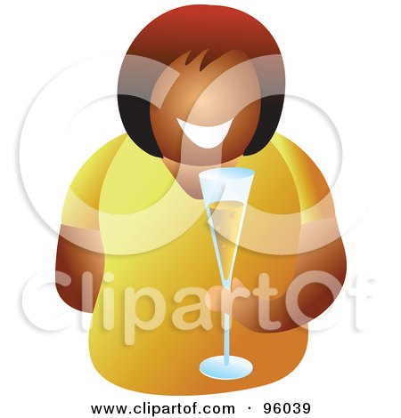 Royalty-Free (RF) Clipart Illustration of a Black Woman Holding A Glass Of Champagne Bubbly by Prawny