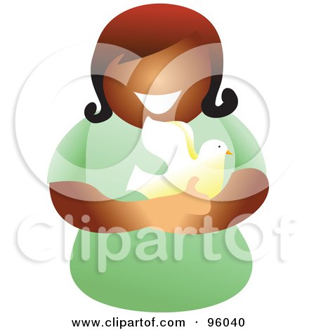 Royalty-Free (RF) Clipart Illustration of a Faceless Christian Woman Holding A Dove by Prawny
