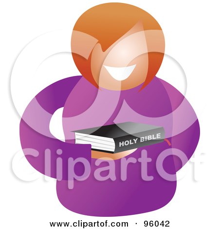 Royalty-Free (RF) Clipart Illustration of a Faceless Christian Woman Holding A Bible by Prawny
