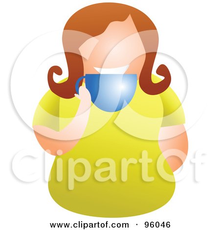 Royalty-Free (RF) Clipart Illustration of a Faceless Caucasian Woman Sipping From A Coffee Cup by Prawny