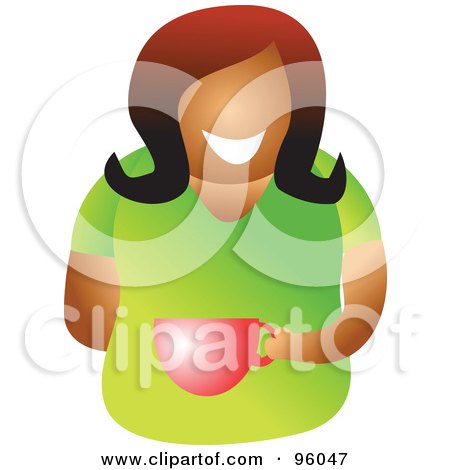 Royalty-Free (RF) Clipart Illustration of a Faceless Black Or Hispanic Woman Sipping From A Coffee Cup by Prawny