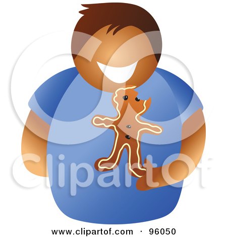 Royalty-Free (RF) Clipart Illustration of a Faceless Man Holding A Gingerbread Cookie by Prawny