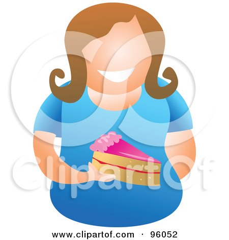 Royalty-Free (RF) Clipart Illustration of a Faceless Woman Holding A Slice Of Cake by Prawny
