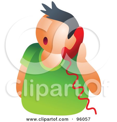 Royalty-Free (RF) Clipart Illustration of a Confused Man Talking On A Telephone by Prawny