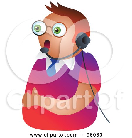 Royalty-Free (RF) Clipart Illustration of a Customer Service Man Wearing A Headset by Prawny