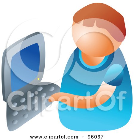 Royalty-Free (RF) Clipart Illustration of a Faceless Little Boy Using A Laptop by Prawny