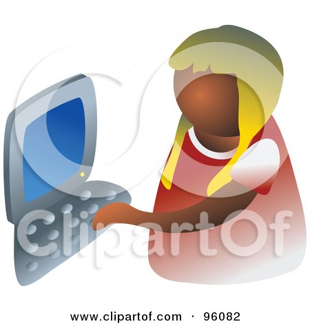 Royalty-Free (RF) Clipart Illustration of a Faceless Little Girl Using A Laptop by Prawny
