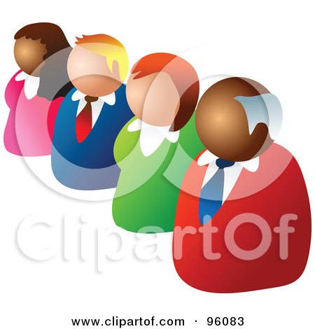 Royalty-Free (RF) Clipart Illustration of a Diagonal Line Of Four Business People by Prawny