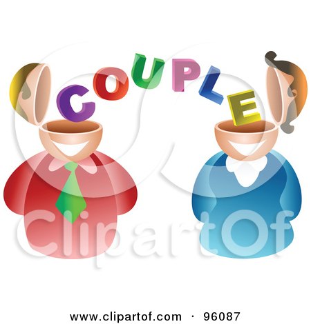 Royalty-Free (RF) Clipart Illustration of a Man And Women Sharing Couple Brains by Prawny
