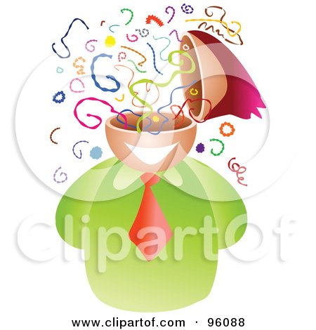 Royalty-Free (RF) Clipart Illustration of a Businessman With A Confused Confetti Brain by Prawny