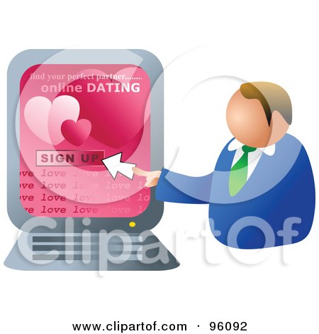 Royalty-Free (RF) Clipart Illustration of a Man Signing Up For An Online Dating Website by Prawny